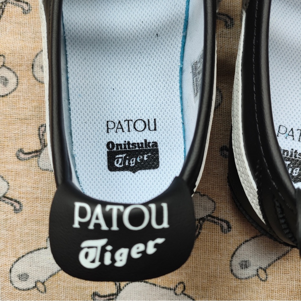 Onitsuka Tiger Black Mary-Jane Flats with White Side Stripes - Picture 2 of 6